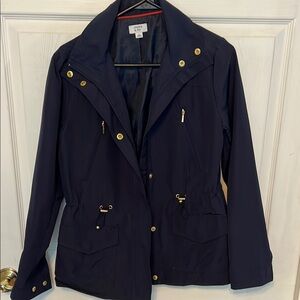 Crown & Ivy Blue and Gold Utility Jacket with Structured Collar